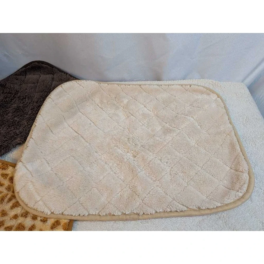 Plush Pet Mats Leopard Brown Cream Reversible Cozy Soft Bed Pad